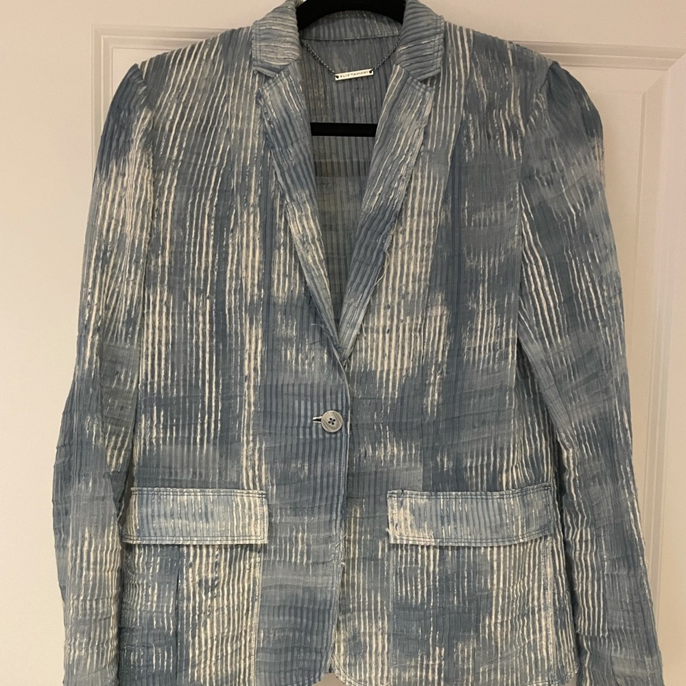 Elie Tahari Women One Button Cotton lightweight summer cotton jacket, size 4